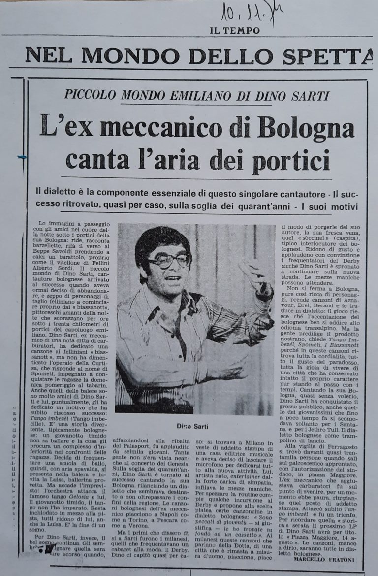 rubriche,il Resto del Carlino,Bologna,Centro Sociale Culturale Foscherara,Rassegna stampa,Dino Sarti