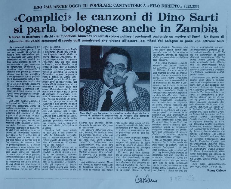 rubriche,il Resto del Carlino,Bologna,Centro Sociale Culturale Foscherara,Rassegna stampa,Dino Sarti