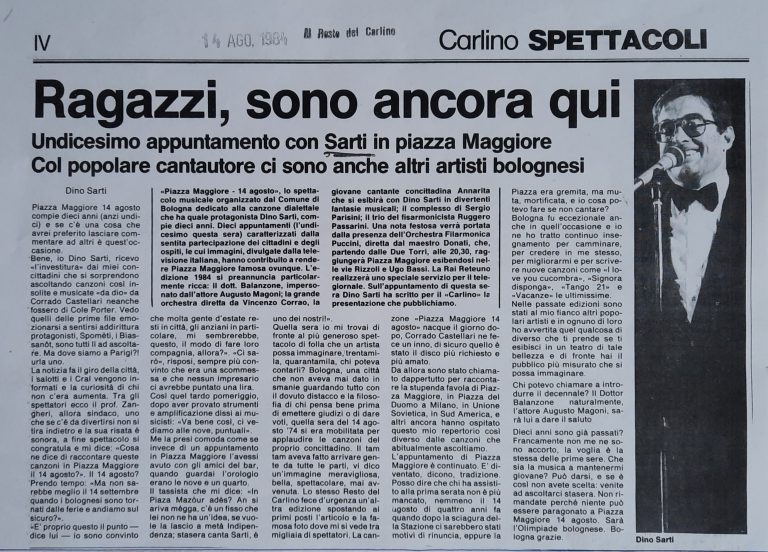 rubriche,il Resto del Carlino,Bologna,Centro Sociale Culturale Foscherara,Rassegna stampa,Dino Sarti