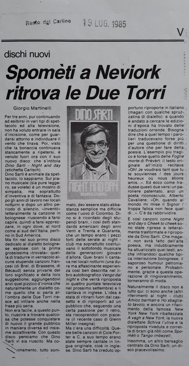 rubriche,il Resto del Carlino,Bologna,Centro Sociale Culturale Foscherara,Rassegna stampa,Dino Sarti