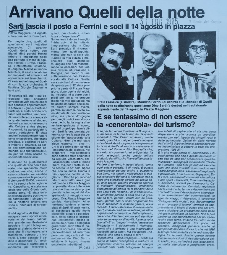 rubriche,il Resto del Carlino,Bologna,Centro Sociale Culturale Foscherara,Rassegna stampa,Dino Sarti