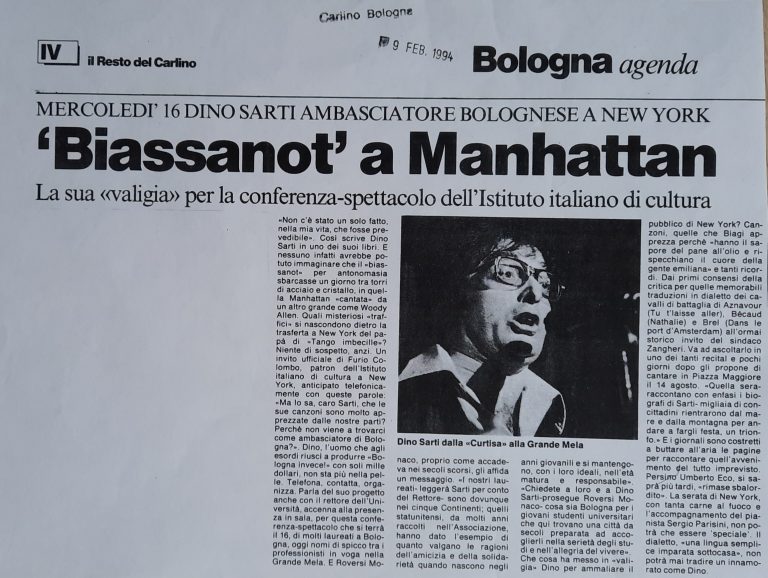 rubriche,il Resto del Carlino,Bologna,Centro Sociale Culturale Foscherara,Rassegna stampa,Dino Sarti